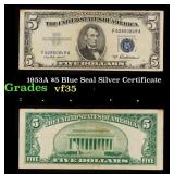 1953A $5 Blue Seal Silver Certificate Grades vf++