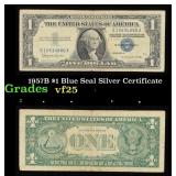 1957B $1 Blue Seal Silver Certificate Grades vf+