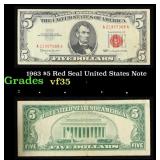 1963 $5 Red Seal United States Note Grades vf++