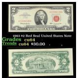 1963 $2 Red Seal United States Note Grades Choice