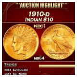 IC 1910-d Gold Indian Eagle $10 ms64 SEGS