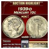 YC 1939-d Mercury Dime 10c ms68+ FSB SEGS