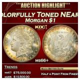 IC 1887-s Morgan Dollar Colorfully Toned NEar Top