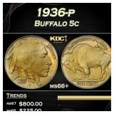 YC 1936-p Buffalo Nickel 5c Grades GEM++ Unc