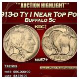 IC 1913-d Ty I Buffalo Nickel Near Top Pop! 5c ms6