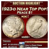 1923-d Peace Dollar Near Top Pop! $1 ms66+ SEGS