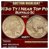 IC 1913-d Ty I Buffalo Nickel Near Top Pop! 5c ms6