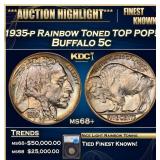 1935-p Buffalo Nickel Rainbow Toned TOP POP! 5c ms