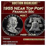 IC 1955 Proof Franklin Half Dollar NEar Top Pop! 5