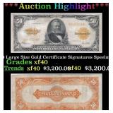 1922 $50 Large Size Gold Certificate Grades xf Sig