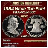 IC 1954 Proof Franklin Half Dollar Near Top Pop! 5