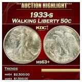 1933-s Walking Liberty Half Dollar 50c Select+ Unc