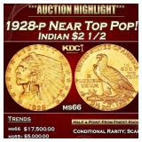 IC 1928-p Gold Indian Quarter Eagle Near Top Pop!