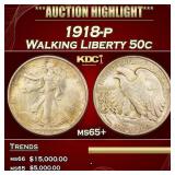 1918-p Walking Liberty Half Dollar 50c ms65+ SEGS