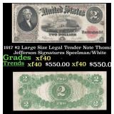 1917 $2 Large Size Legal Tender Note Thomas Jeffer