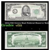 1934 $50 Green Seal Federal Reserve Note Grades vf