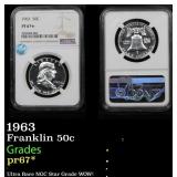 NGC 1963 Proof Franklin Half Dollar 50c pr67* NGC