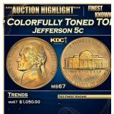 IC 1952-p Jefferson Nickel Colorfully Toned TOP PO