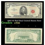 1963 $5 Red Seal United States Note Grades vf++