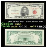 1963 $5 Red Seal United States Note Grades Choice