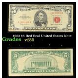 1963 $5 Red Seal United States Note Grades vf++