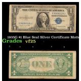 1935G $1 Blue Seal Silver Certificate Grades vf+ M