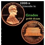 1998-s Proof Lincoln Cent 1c Grades GEM++ Proof De