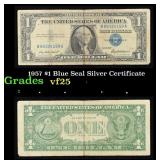 1957 $1 Blue Seal Silver Certificate Grades vf+