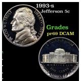 1993-s Proof Jefferson Nickel 5c Grades GEM++ Proo