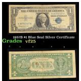 1957B $1 Blue Seal Silver Certificate Grades vf+