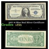 1957 $1 Blue Seal Silver Certificate Grades vf++