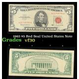 1963 $5 Red Seal United States Note Grades vf++