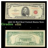 1963 $5 Red Seal United States Note Grades vf++