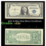 1957 $1 Blue Seal Silver Certificate Grades vf++