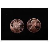 Group of Two 1oz .999 Fine Copper Bullion Rounds -