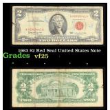 1963 $2 Red Seal United States Note Grades vf+