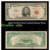 1963 $5 Red Seal United States Note Grades vf++