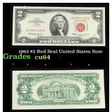 1963 $2 Red Seal United States Note Grades Choice