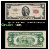 1953 $2 Red Seal United States Note Grades vf++