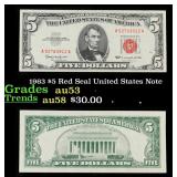 1963 $5 Red Seal United States Note Grades Select