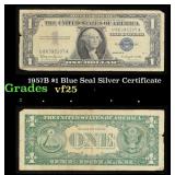 1957B $1 Blue Seal Silver Certificate Grades vf+