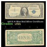 1957A $1 Blue Seal Silver Certificate Grades vf+