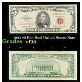 1963 $5 Red Seal United States Note Grades vf++