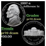 1997-s Proof Jefferson Nickel 5c Grades GEM++ Proo