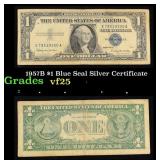 1957B $1 Blue Seal Silver Certificate Grades vf+