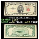 1953B $5 Red Seal United States Note Grades Select