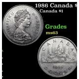 1986 Canada $1 Canada Dollar 1 Grades Select Unc