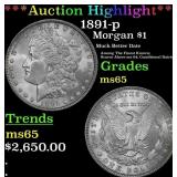 *Highlight* 1891-p Morgan Dollar $1 ms65 SEGS (fc)