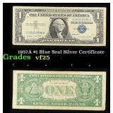 1957A $1 Blue Seal Silver Certificate Grades vf+