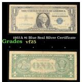 1957A $1 Blue Seal Silver Certificate Grades vf+